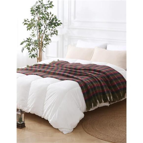 Christmas Plaid Throw Blanket 50x60 Inch Cozy Tassel Decorative Sofa Bed Couch - Picture 6 of 8